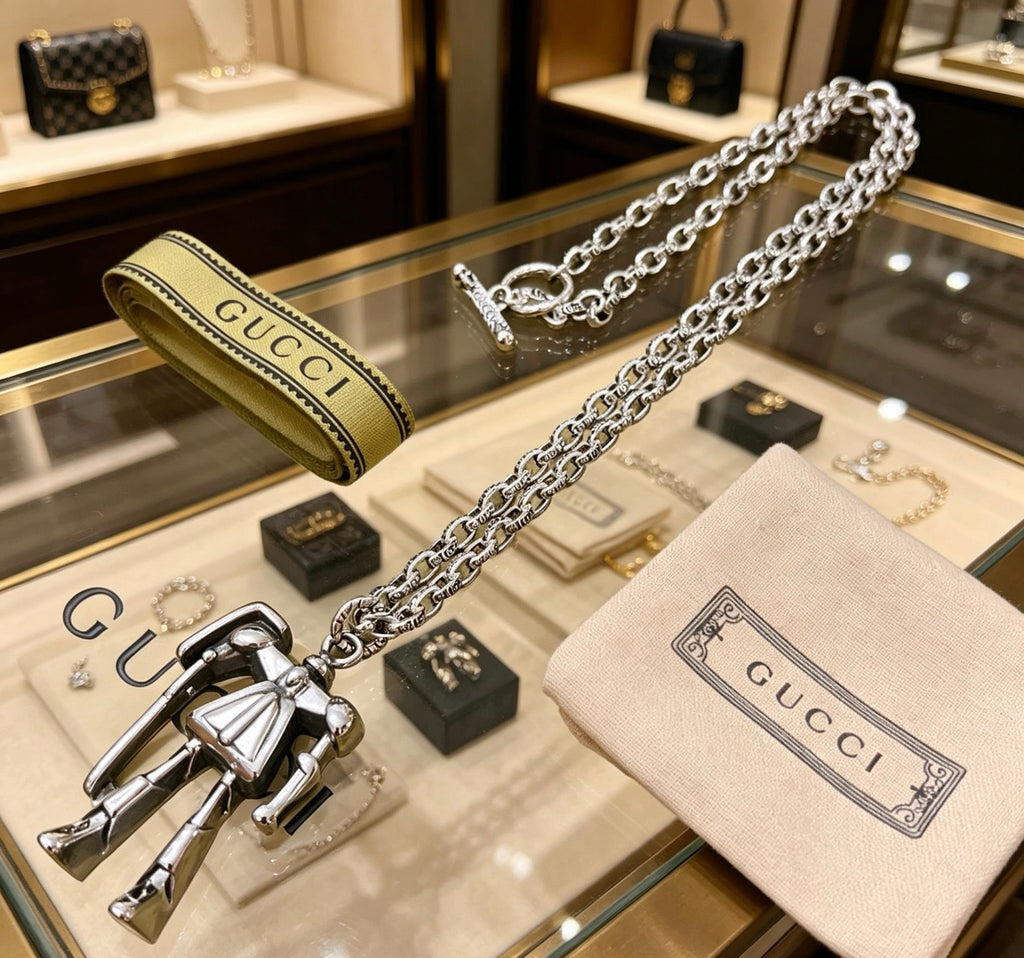 Gucci Anger Forest Interlocking G Antique Silver-Tone Silver-Tone Antiqued Chain Necklace - album image 5