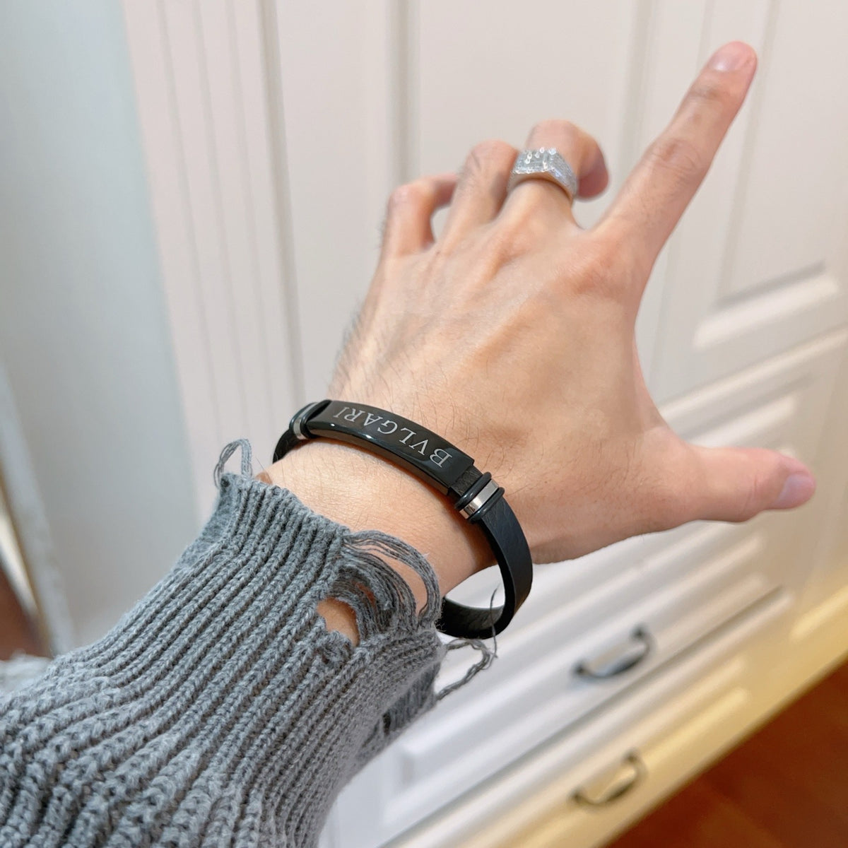 Bvlgari Black Slim Letter Bangle - album image 3