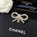 Chanel Interlocking C Pink Crystal Accent Brooch - album image 1