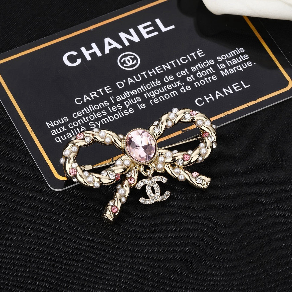 Chanel Interlocking C Pink Crystal Accent Brooch - album image 6