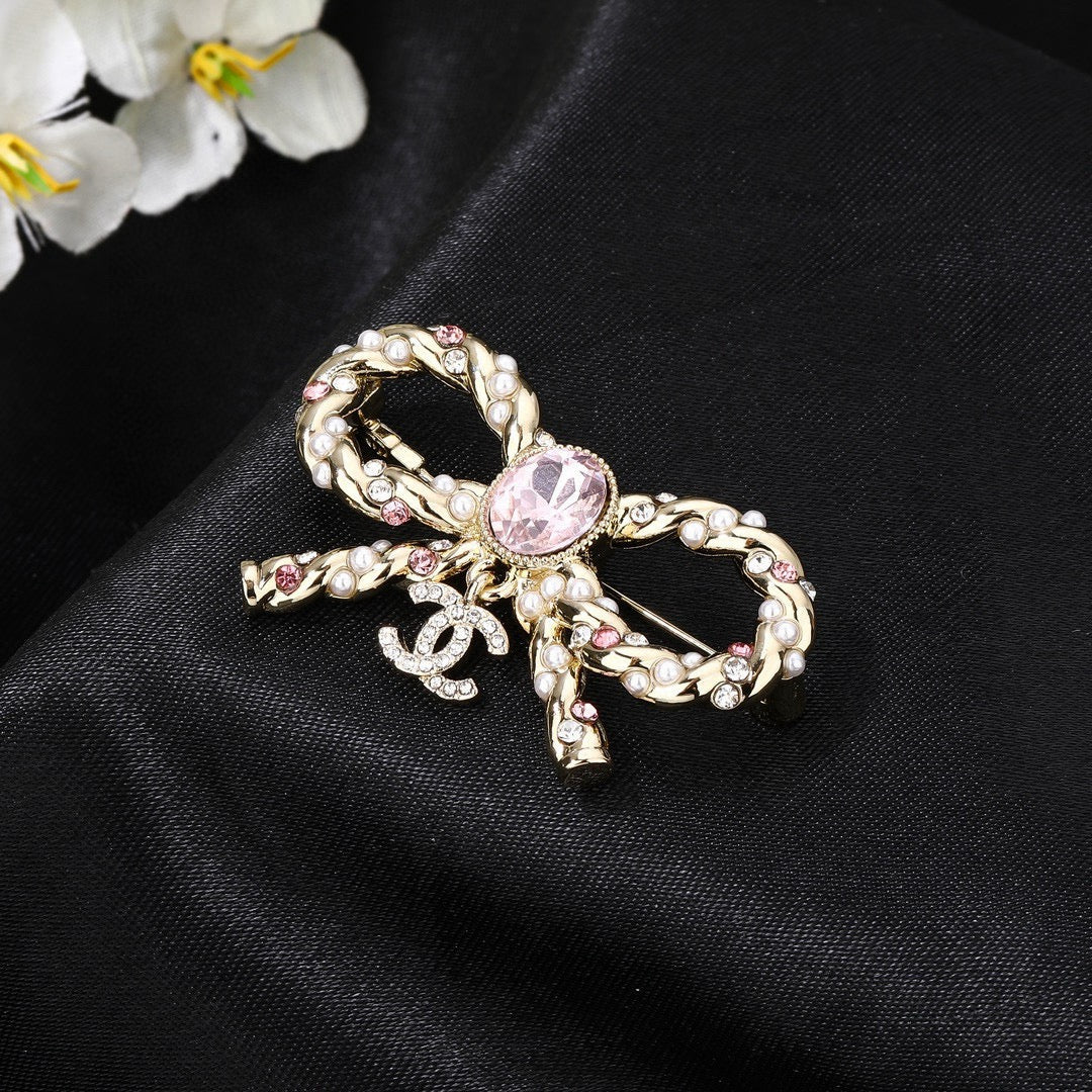 Chanel Interlocking C Pink Crystal Accent Brooch - album image 7