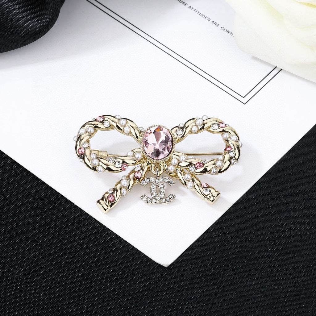 Chanel Interlocking C Pink Crystal Accent Brooch - album image 4