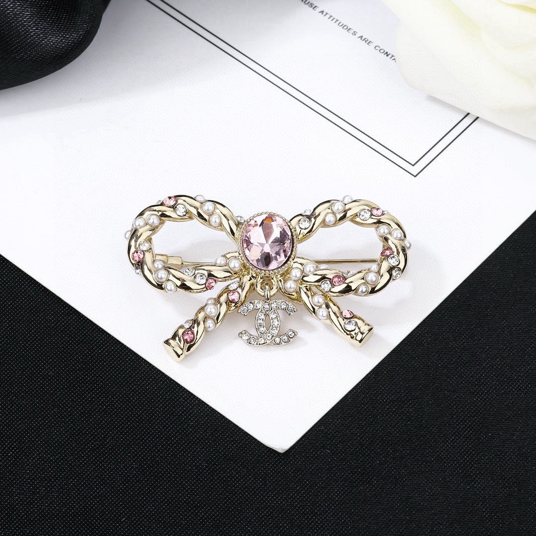 Chanel Interlocking C Pink Crystal Accent Brooch - album image 4