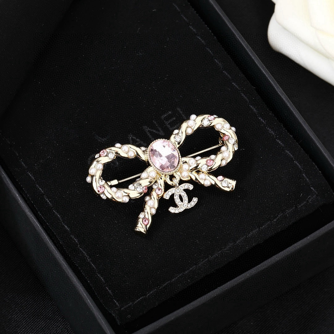 Chanel Interlocking C Pink Crystal Accent Brooch - album image 8