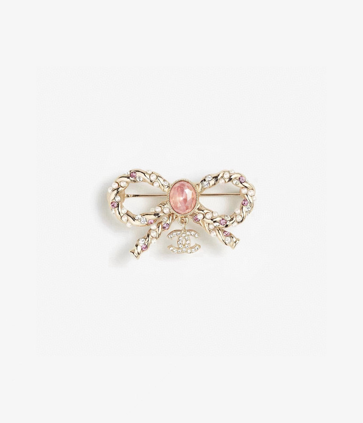 Chanel Interlocking C Pink Crystal Accent Brooch - album image 9