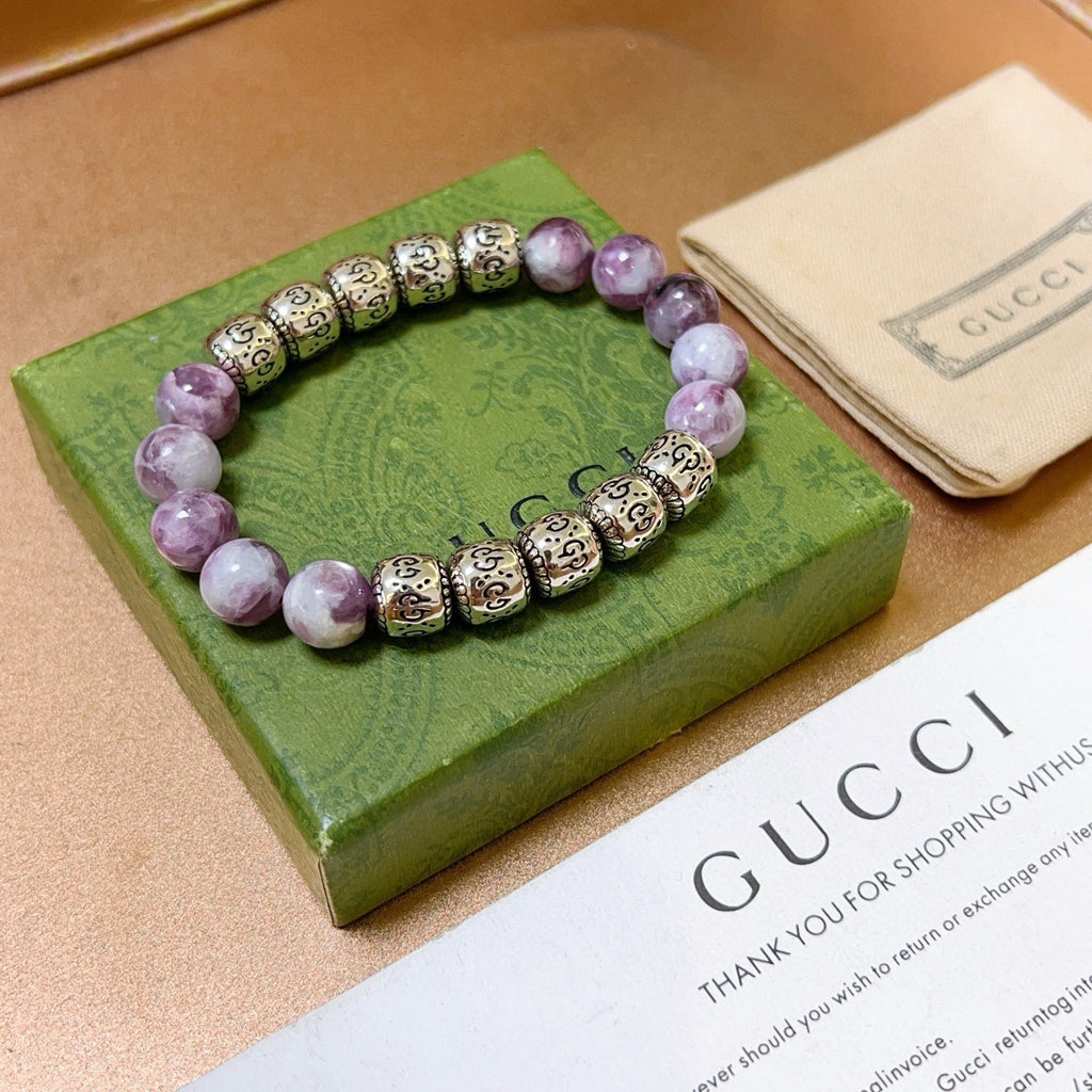 Gucci Anger Forest Interlocking G Beaded Crystal Accent Antiqued Bracelet - album image 4