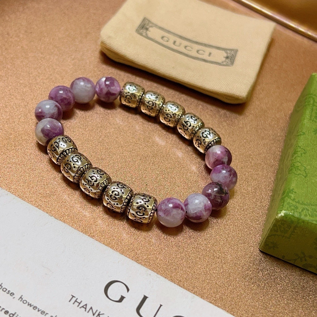 Gucci Anger Forest Interlocking G Beaded Crystal Accent Antiqued Bracelet - album image 2