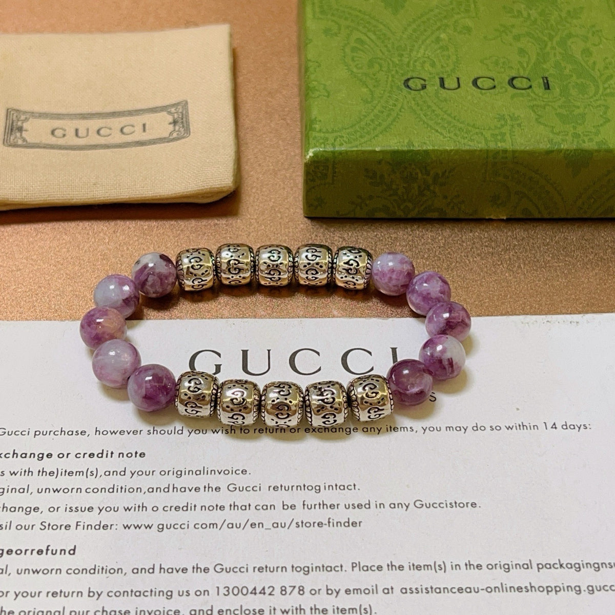 Gucci Anger Forest Interlocking G Beaded Crystal Accent Antiqued Bracelet - album image 5