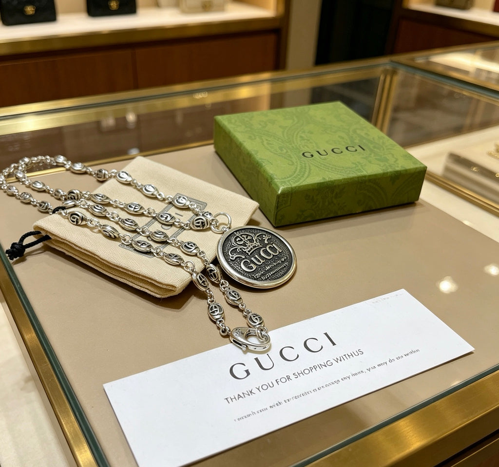 Gucci Anger Forest Interlocking G Antiqued Chain Necklace - album image 5