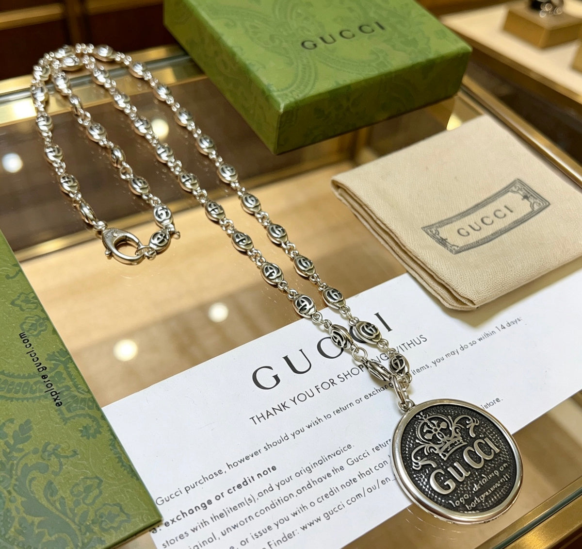 Gucci Anger Forest Interlocking G Antiqued Chain Necklace - album image 1