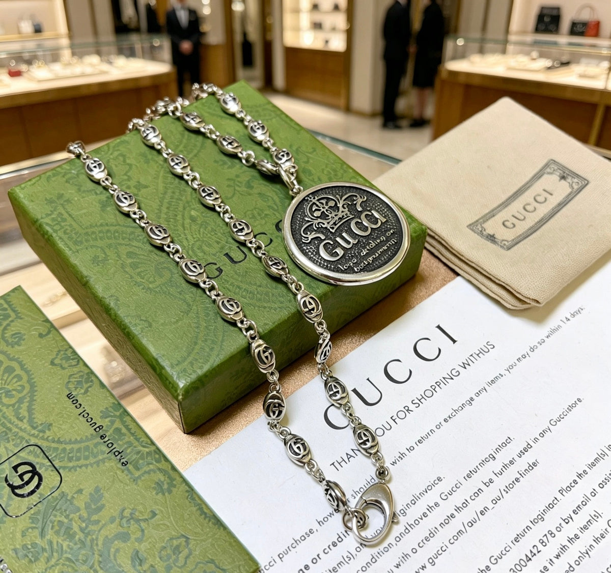 Gucci Anger Forest Interlocking G Antiqued Chain Necklace - album image 8
