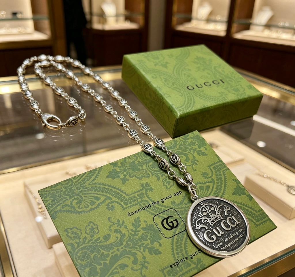 Gucci Anger Forest Interlocking G Antiqued Chain Necklace - album image 4
