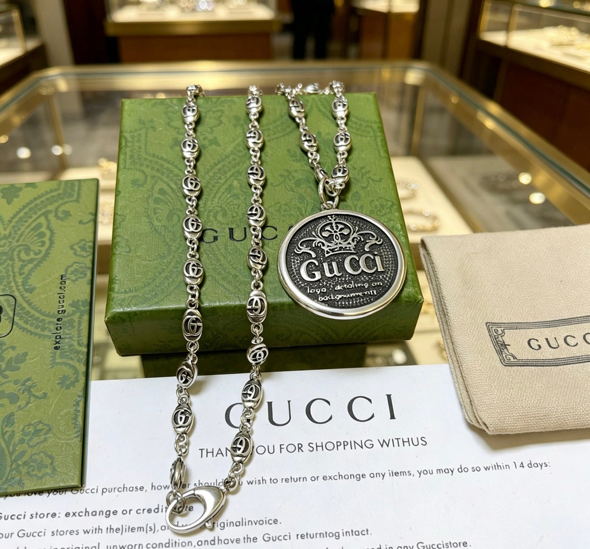 Gucci Anger Forest Interlocking G Antiqued Chain Necklace - album image 2
