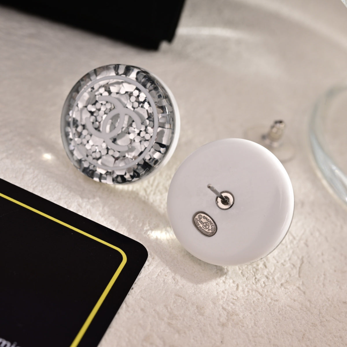 Chanel Silver-Tone Round Medallion Stud Earrings - album image 2