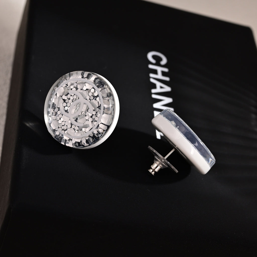 Chanel Silver-Tone Round Medallion Stud Earrings - album image 4