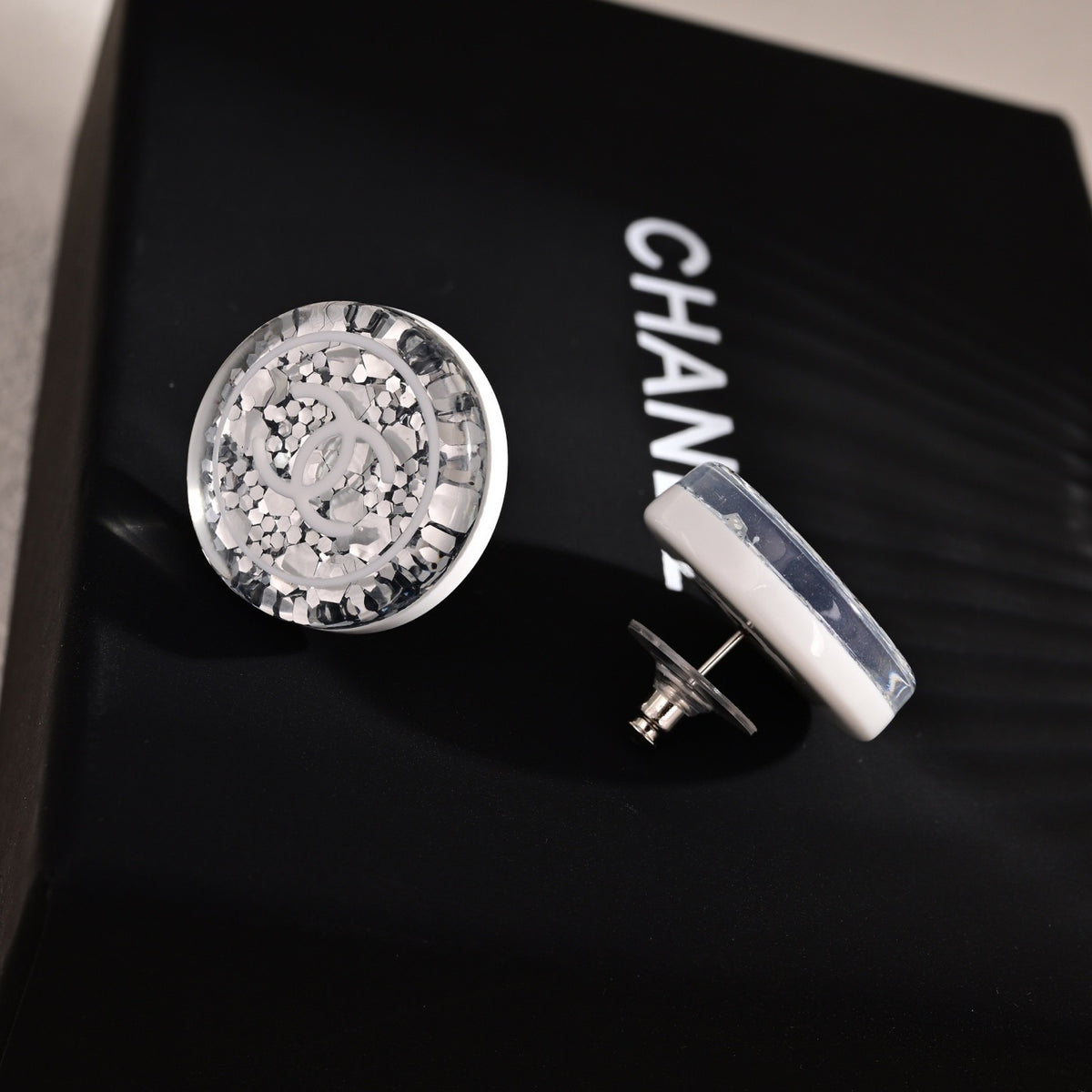 Chanel Silver-Tone Round Medallion Stud Earrings - album image 4