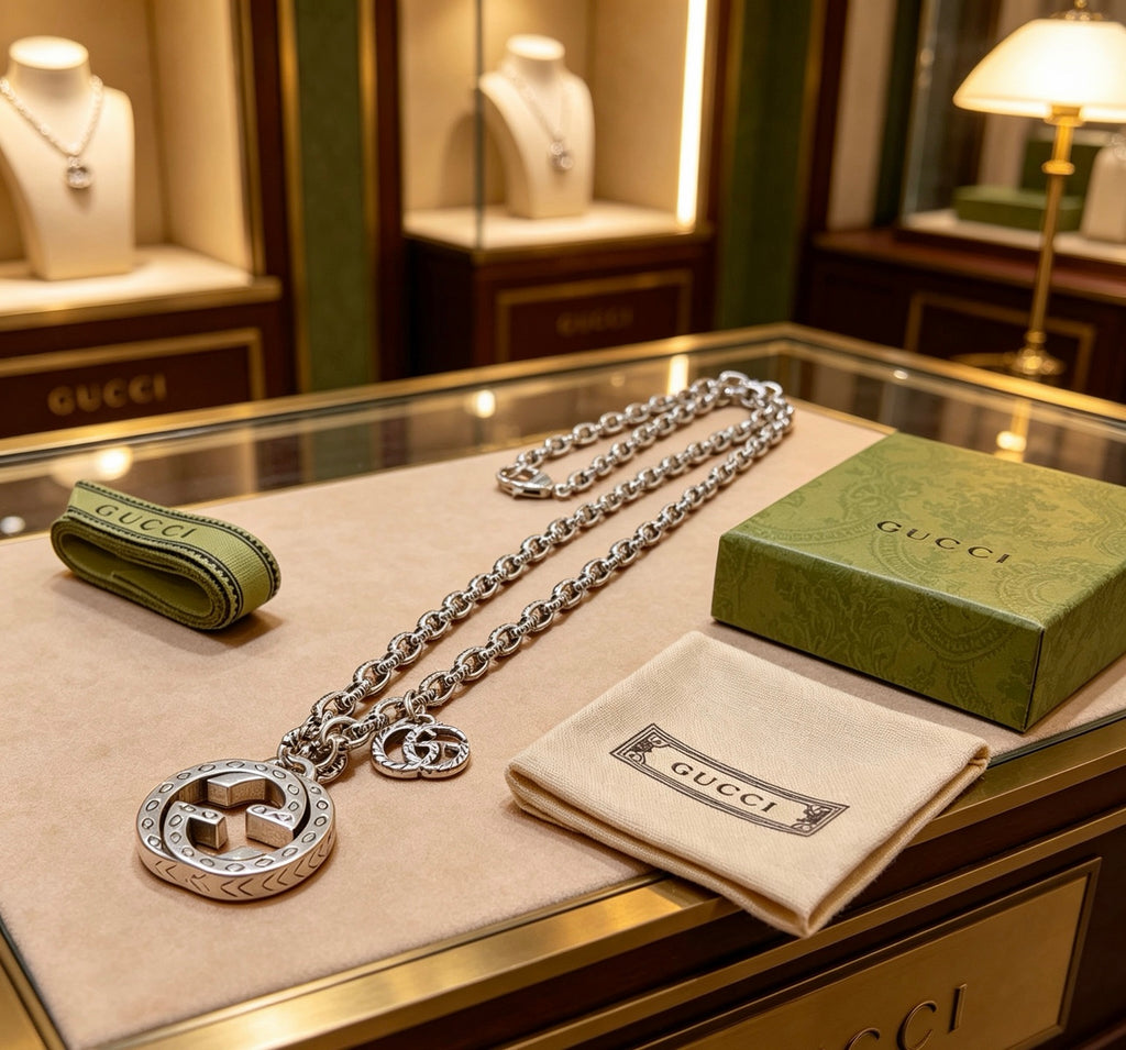 Gucci Anger Forest Interlocking G Antiqued Chain Necklace - album image 2