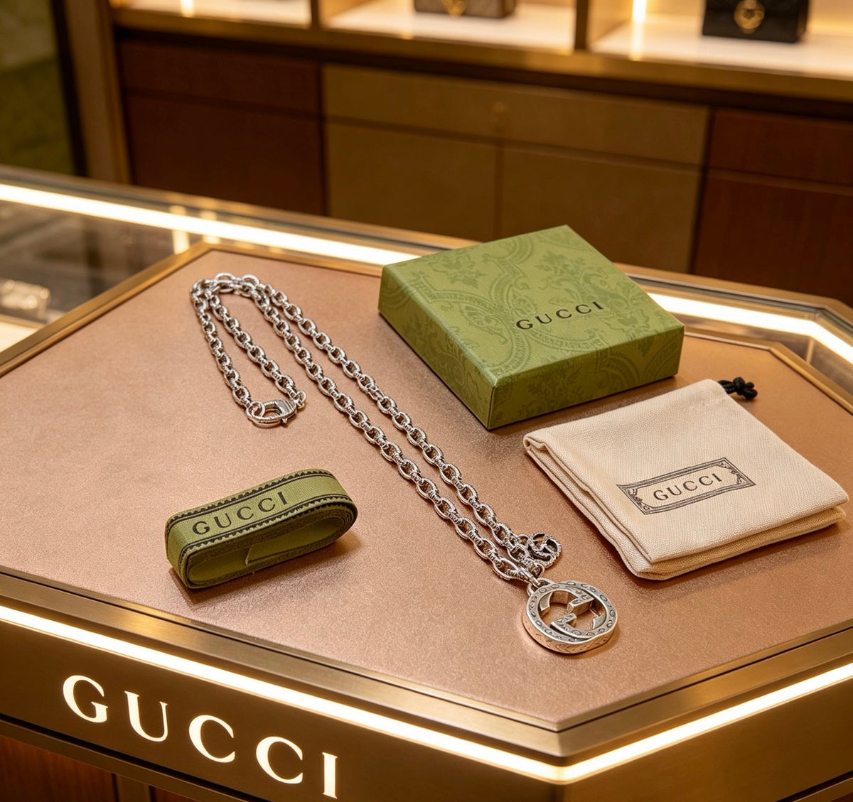 Gucci Anger Forest Interlocking G Antiqued Chain Necklace - album image 8