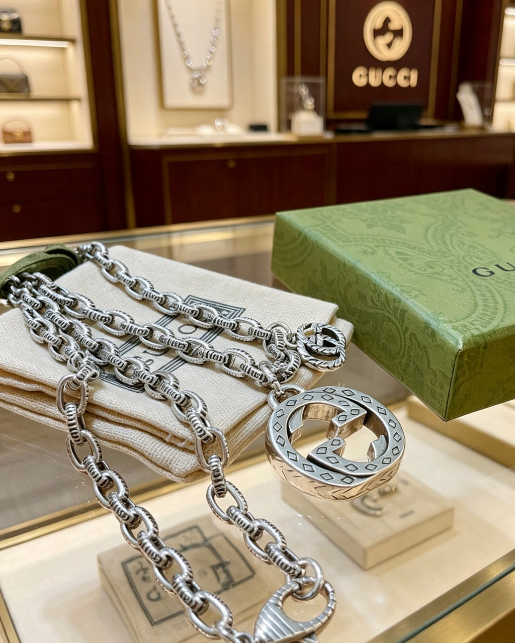 Gucci Anger Forest Interlocking G Antiqued Chain Necklace - album image 5