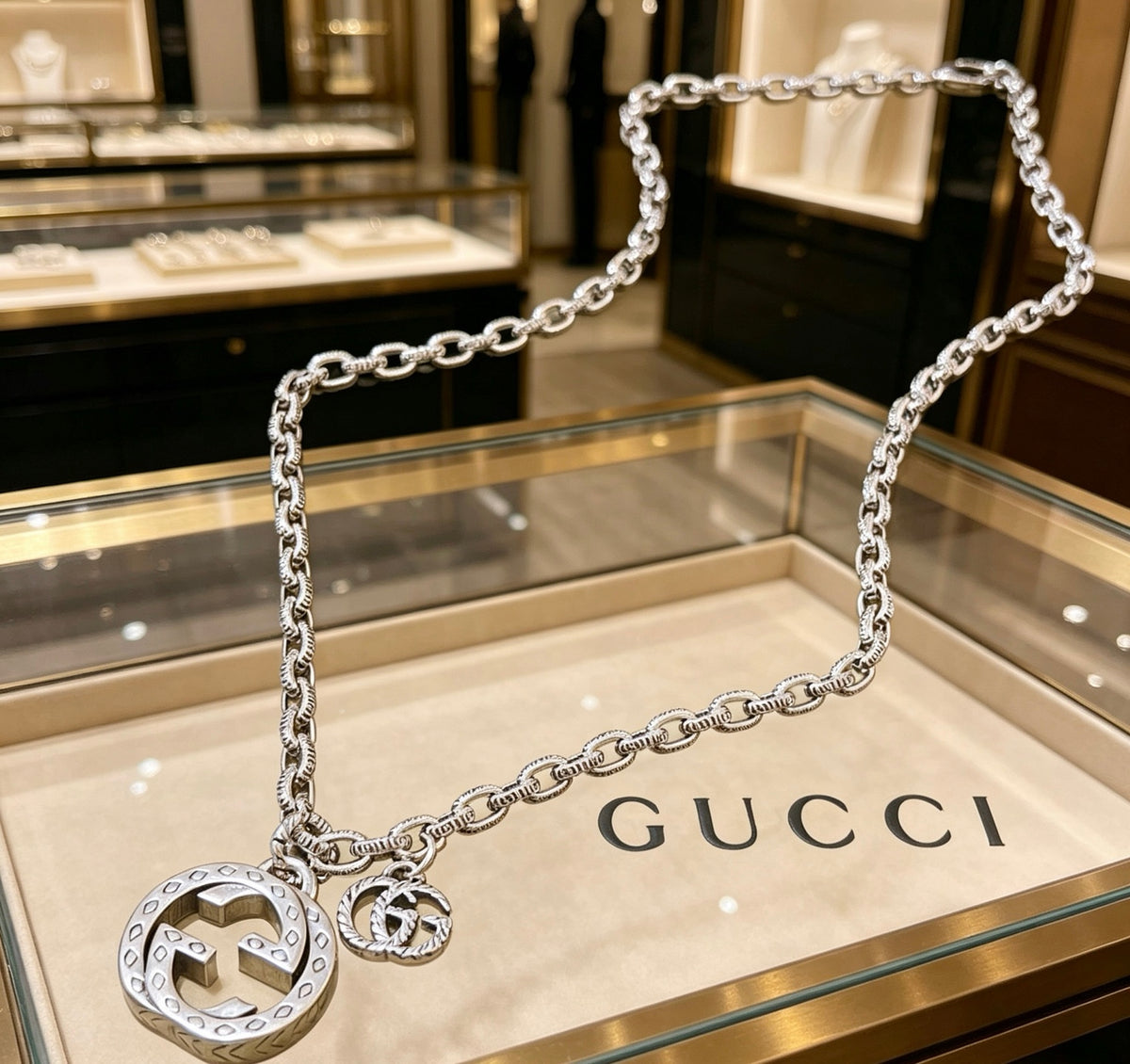 Gucci Anger Forest Interlocking G Antiqued Chain Necklace - album image 1