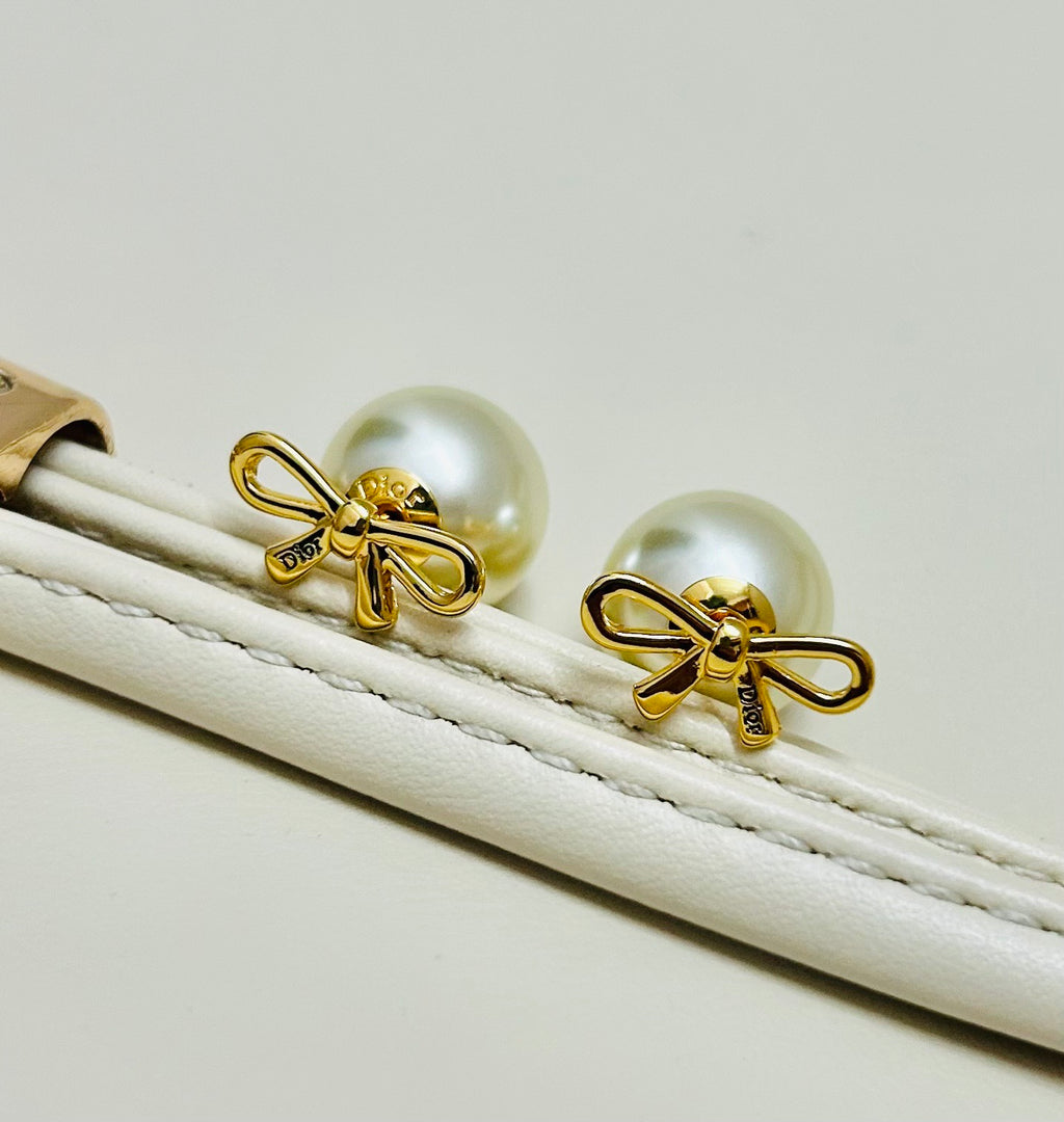 Dior Pearl-Look Bow-Accent Earrings - product image 7