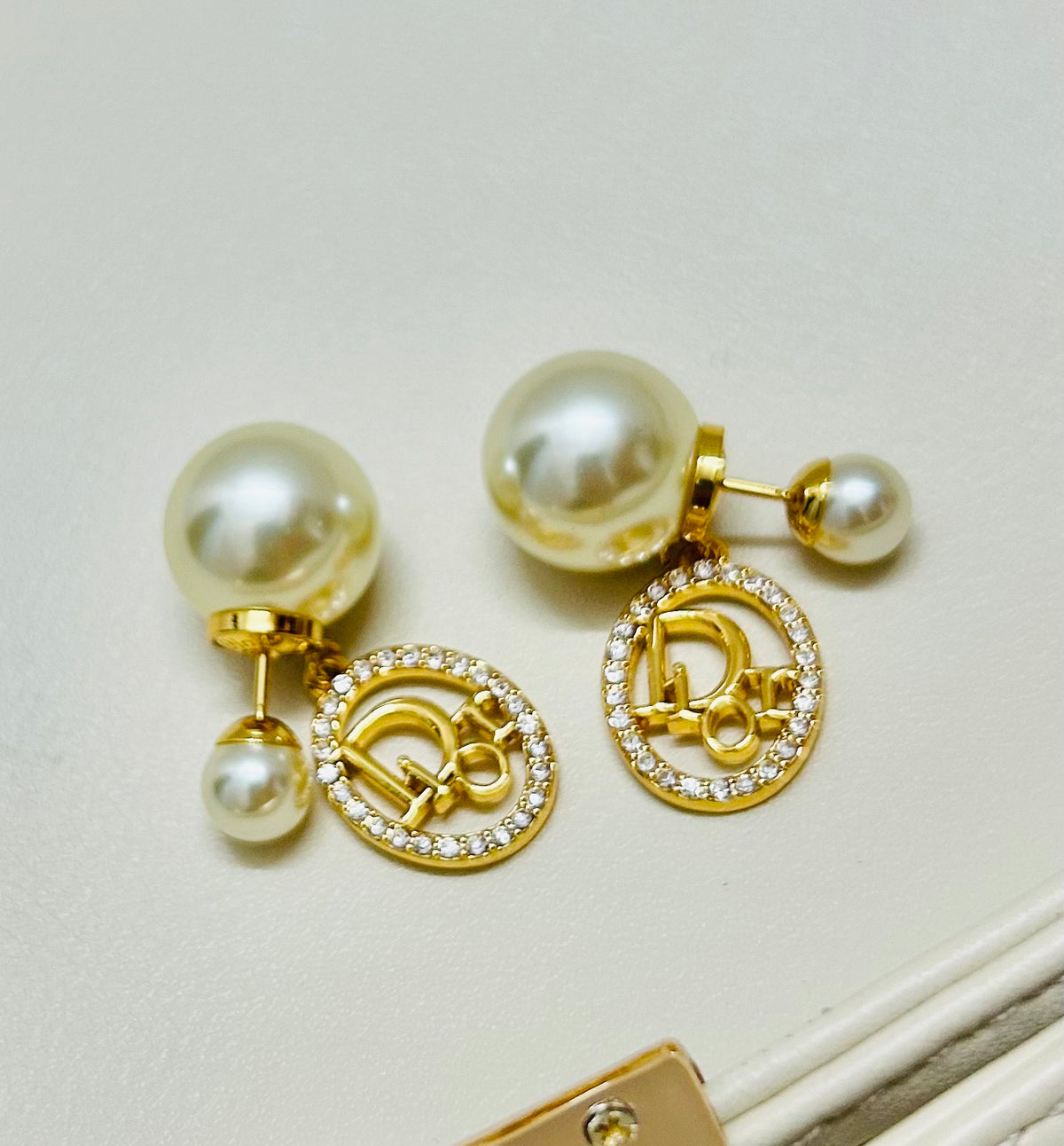 Dior Gold-Tone CD Double-Bead Earrings - product image 5