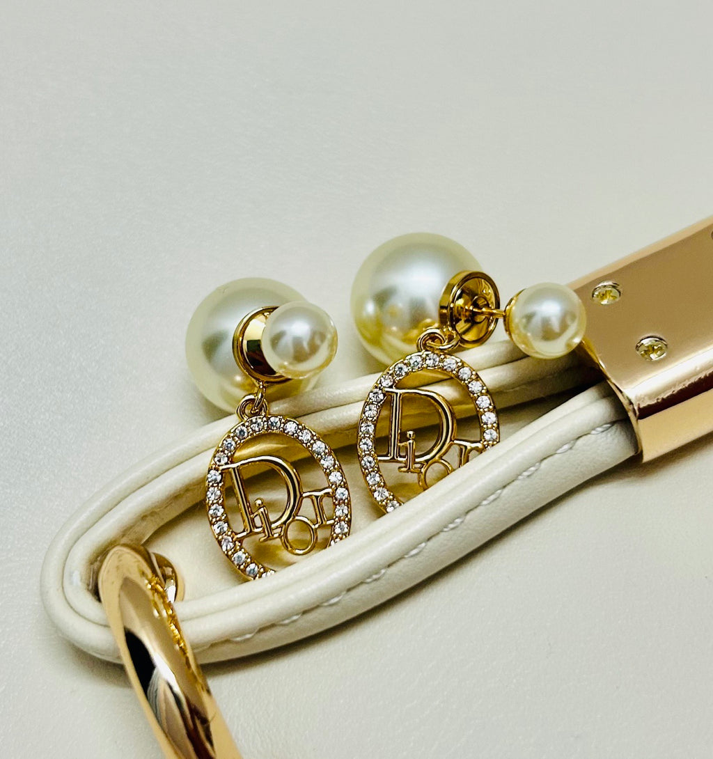 Dior Gold-Tone CD Double-Bead Earrings - product image 6
