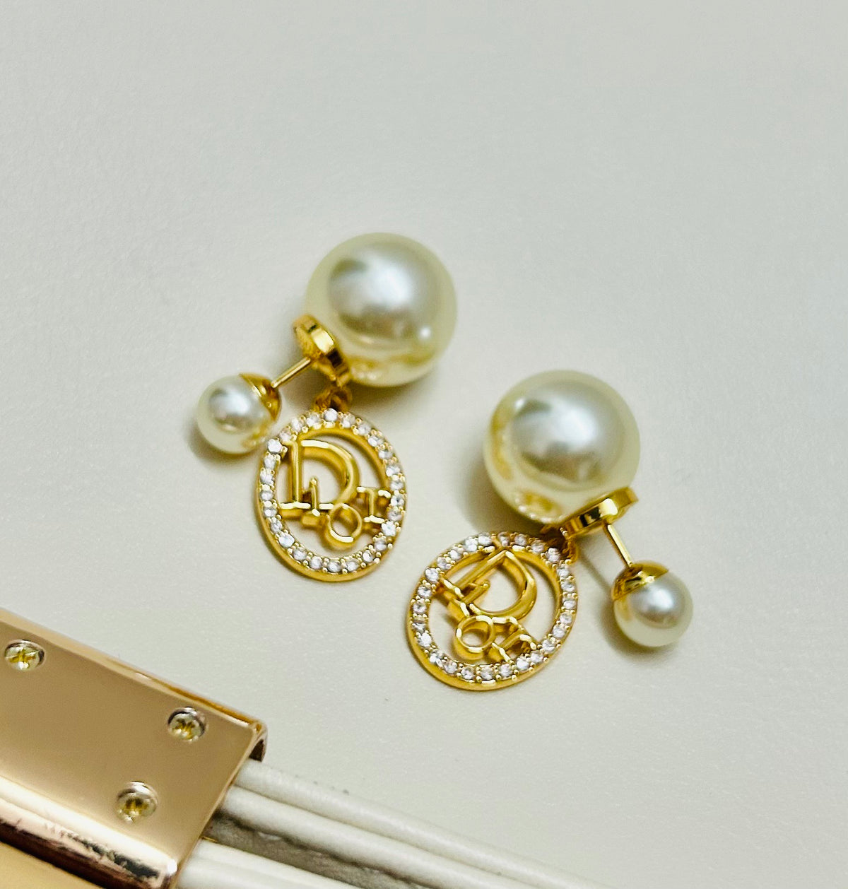 Dior Gold-Tone CD Double-Bead Earrings - product image 4