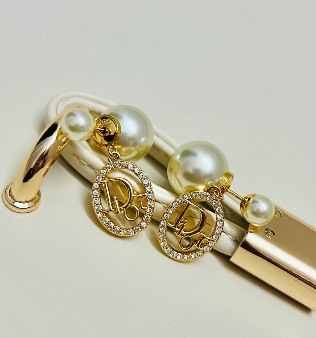 Dior Gold-Tone CD Double-Bead Earrings - product image 7