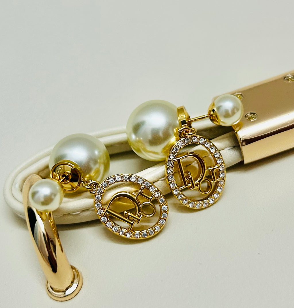 Dior Gold-Tone CD Double-Bead Earrings - product image 8