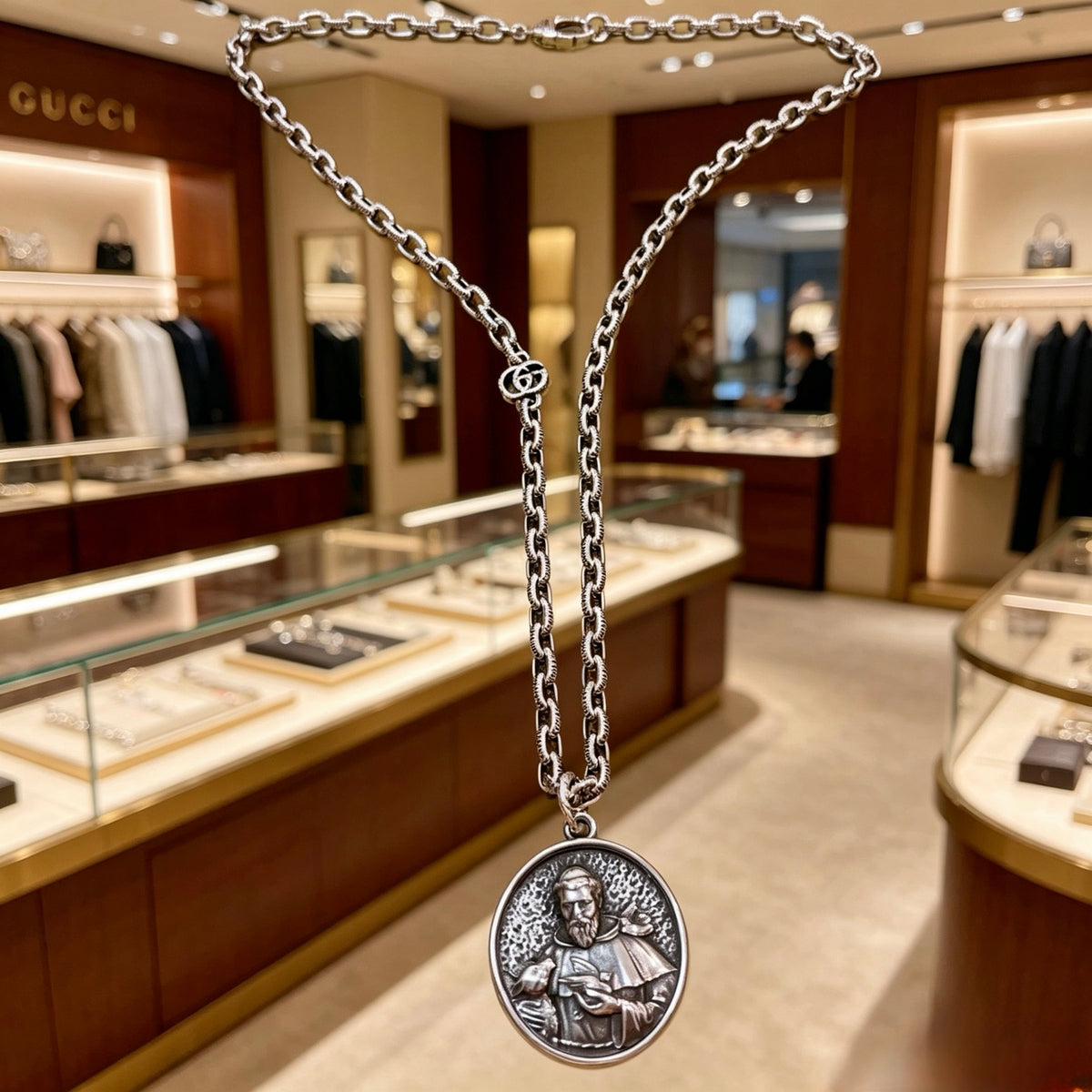 Gucci Anger Forest Interlocking G Antiqued Chain Necklace - album image 6