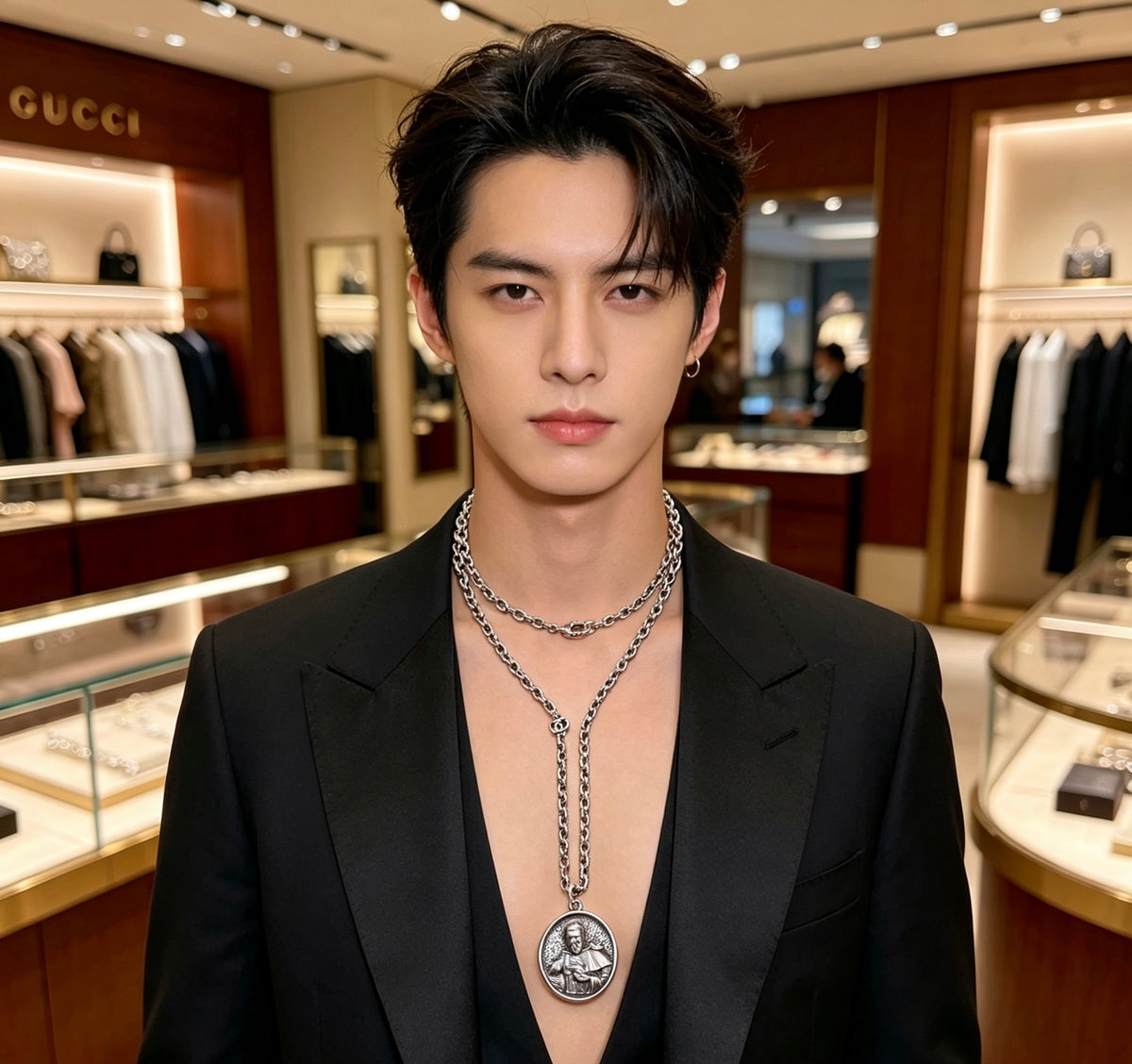 Gucci Anger Forest Interlocking G Antiqued Chain Necklace - album image 3