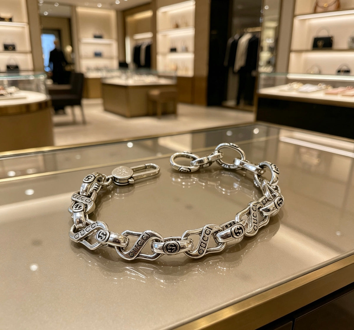 Gucci Silver-Tone Twisted Oval Link Bracelet - album image 7