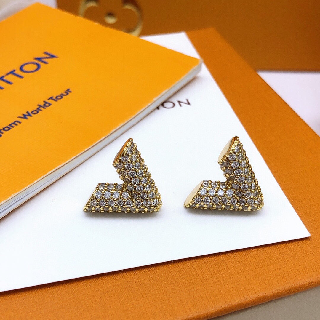 Louis Vuitton V Letter Crystal Accent Earrings - album image 4