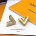 Louis Vuitton V Letter Crystal Accent Earrings - album image 1
