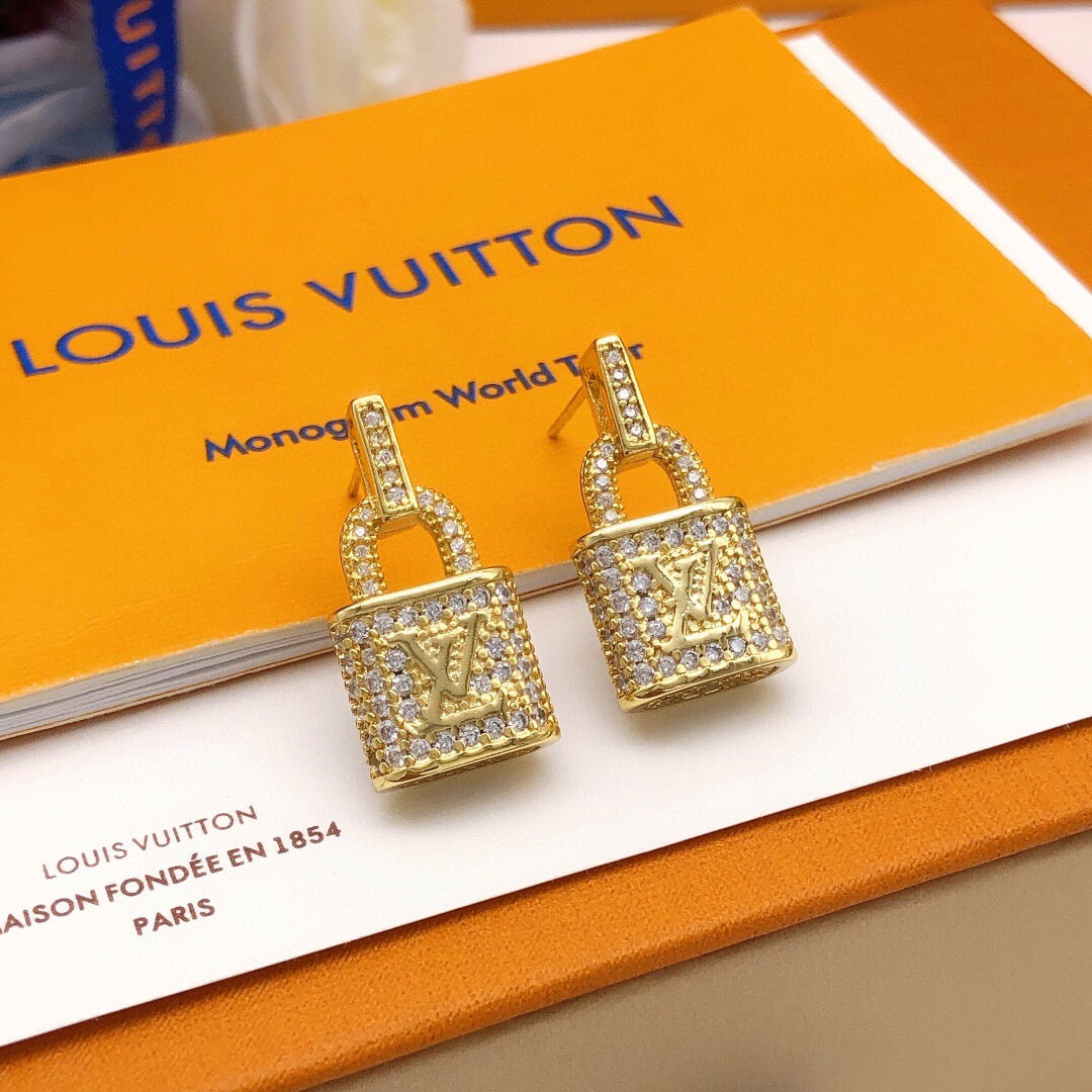Louis Vuitton Lock Crystal Accent Earrings - album image 8