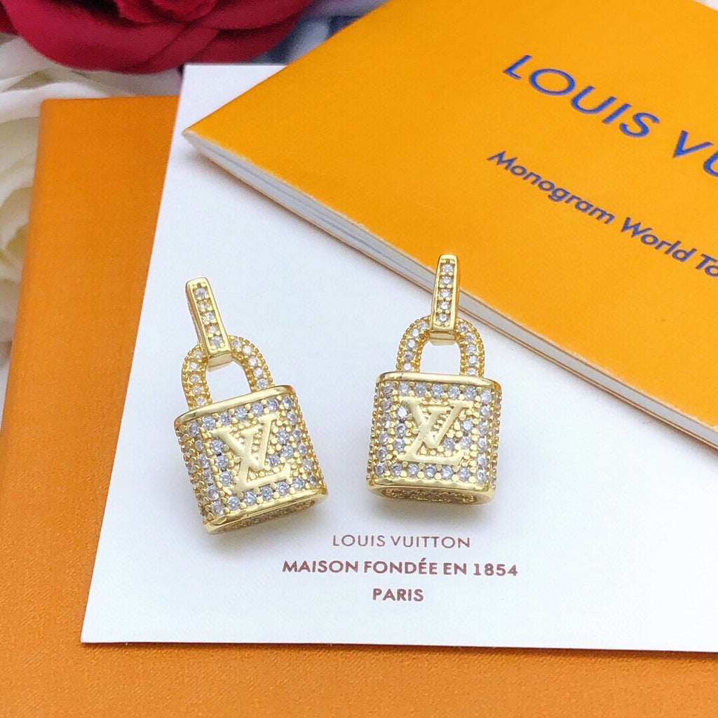 Louis Vuitton Lock Crystal Accent Earrings - album image 1