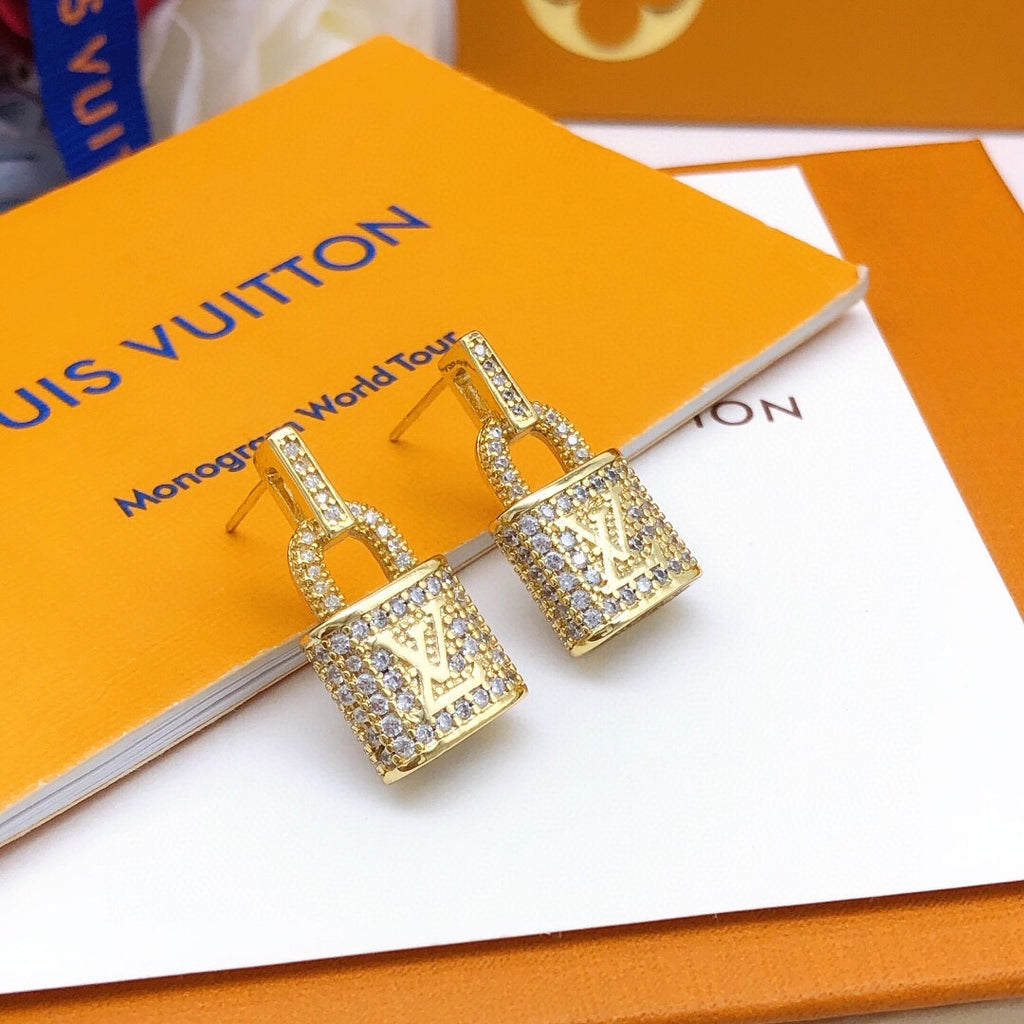 Louis Vuitton Lock Crystal Accent Earrings - album image 7