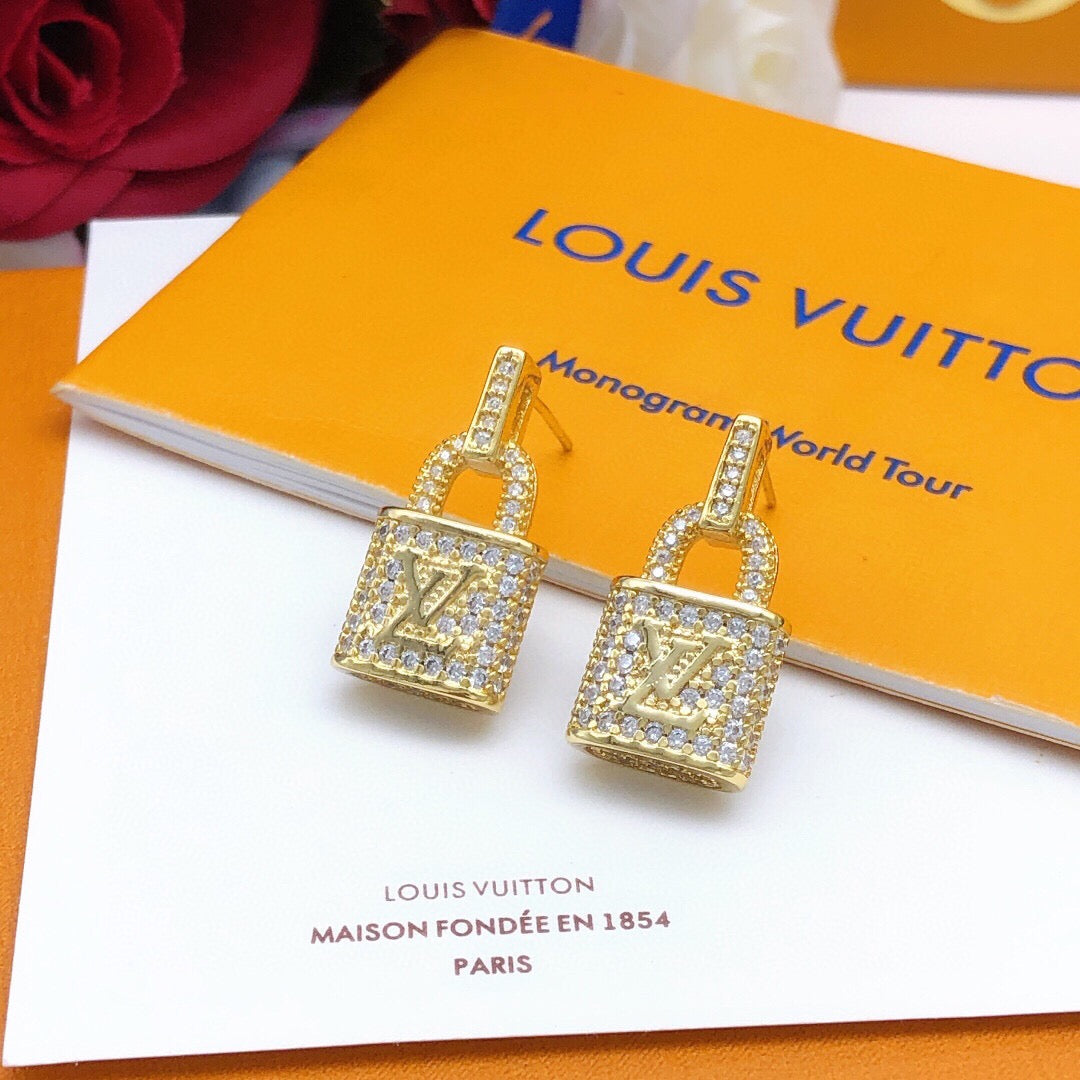 Louis Vuitton Lock Crystal Accent Earrings - album image 2