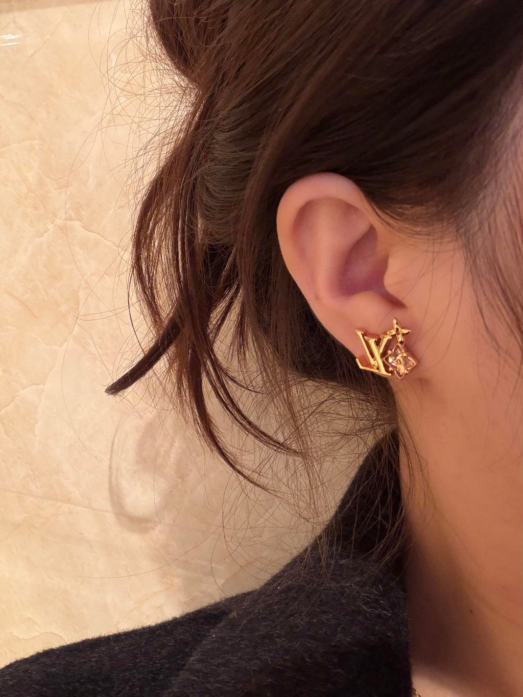 Louis Vuitton Gold-Tone LV and Colored Flower Stud Earrings - album image 12