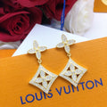 Louis Vuitton Gold-Tone Monogram Diamond-Shape Pendant Crystal Accent Earrings - album image 1
