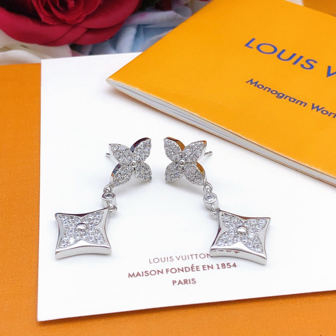Louis Vuitton Silver-Tone Monogram Tassel Crystal Accent Earrings - album image 1
