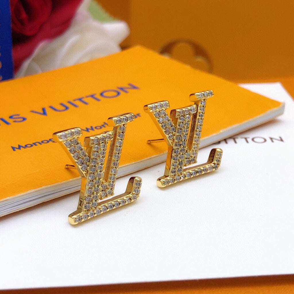 Louis Vuitton LV Letter Crystal Accent Earrings - album image 3