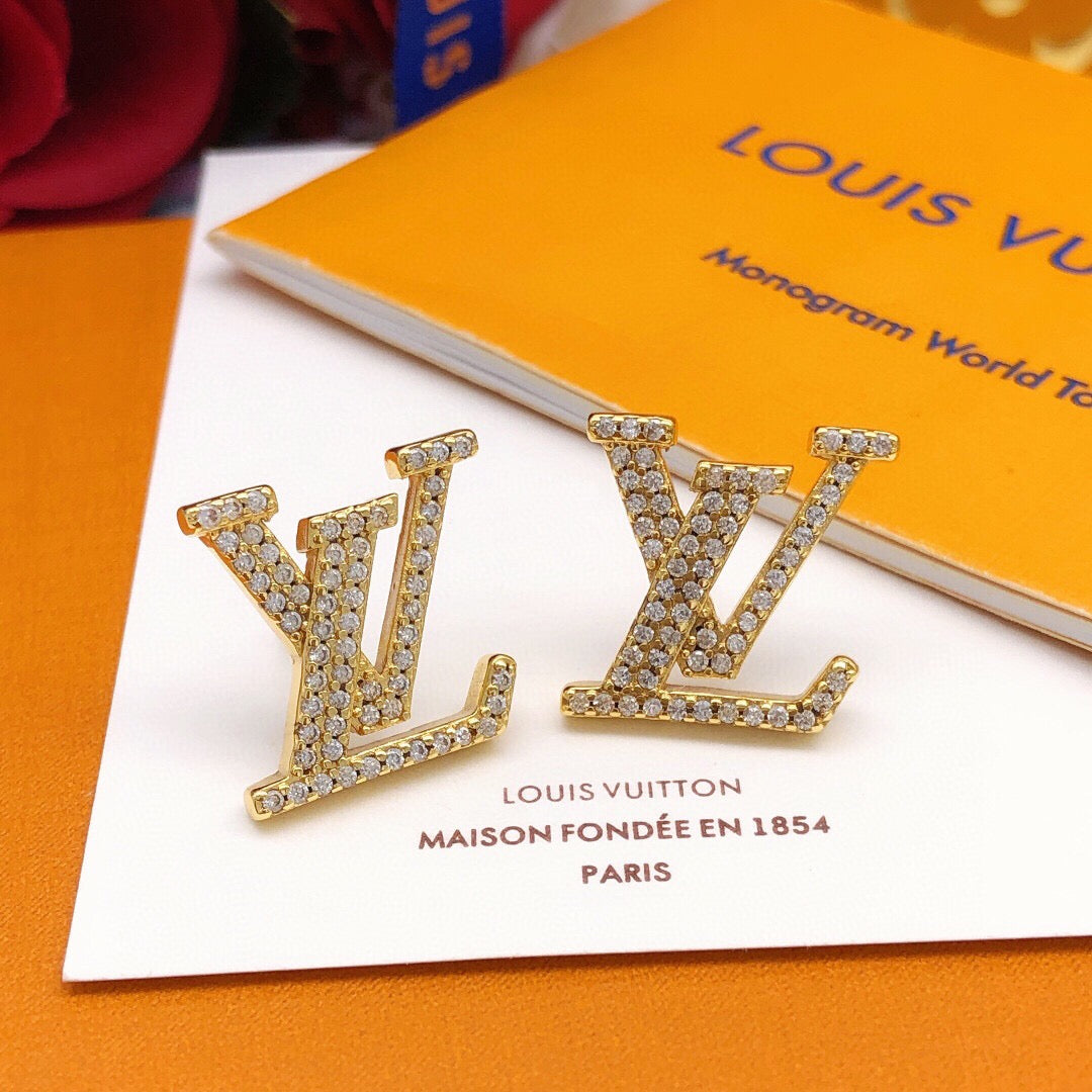 Louis Vuitton LV Letter Crystal Accent Earrings - album image 1