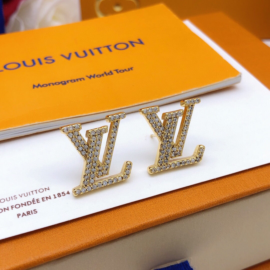 Louis Vuitton LV Letter Crystal Accent Earrings - album image 7