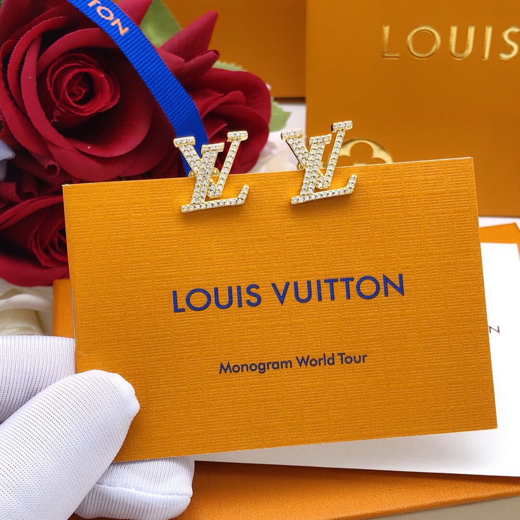 Louis Vuitton LV Letter Crystal Accent Earrings - album image 8