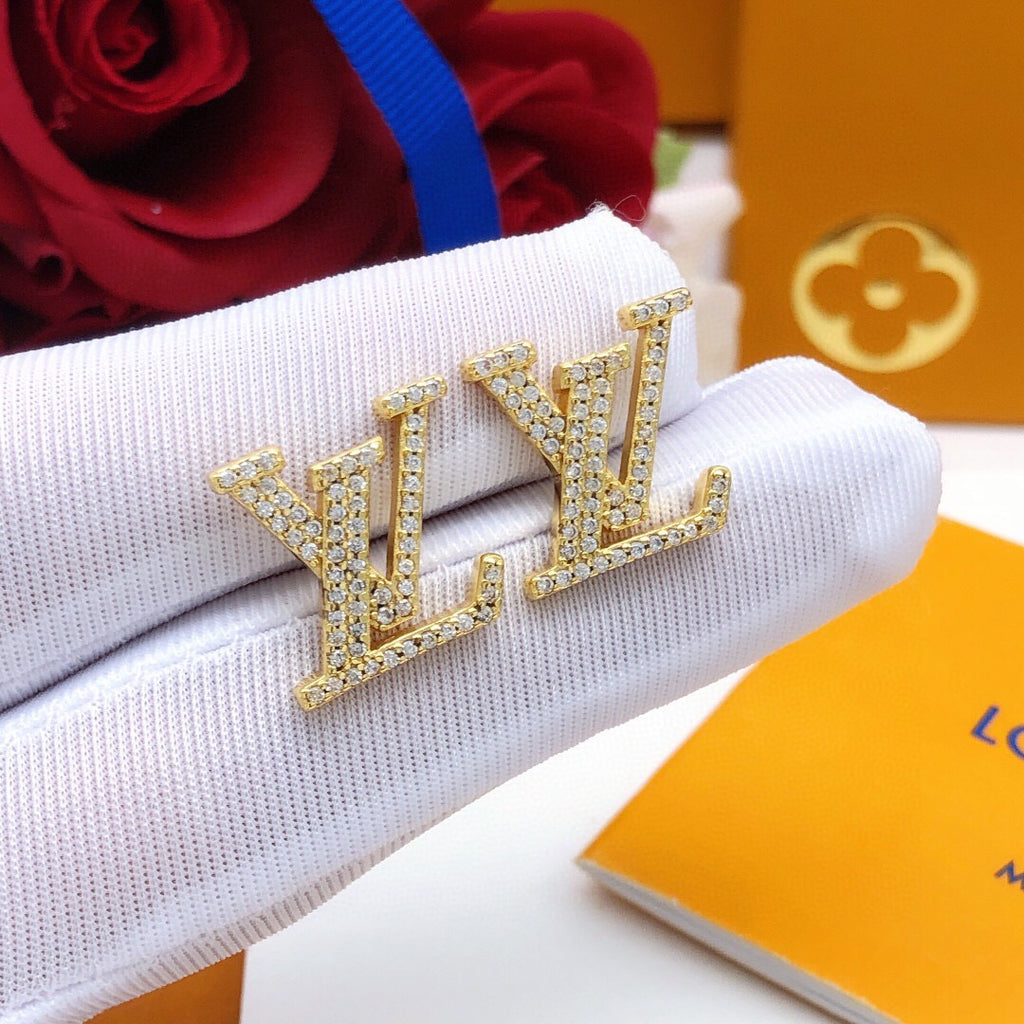 Louis Vuitton LV Letter Crystal Accent Earrings - album image 6