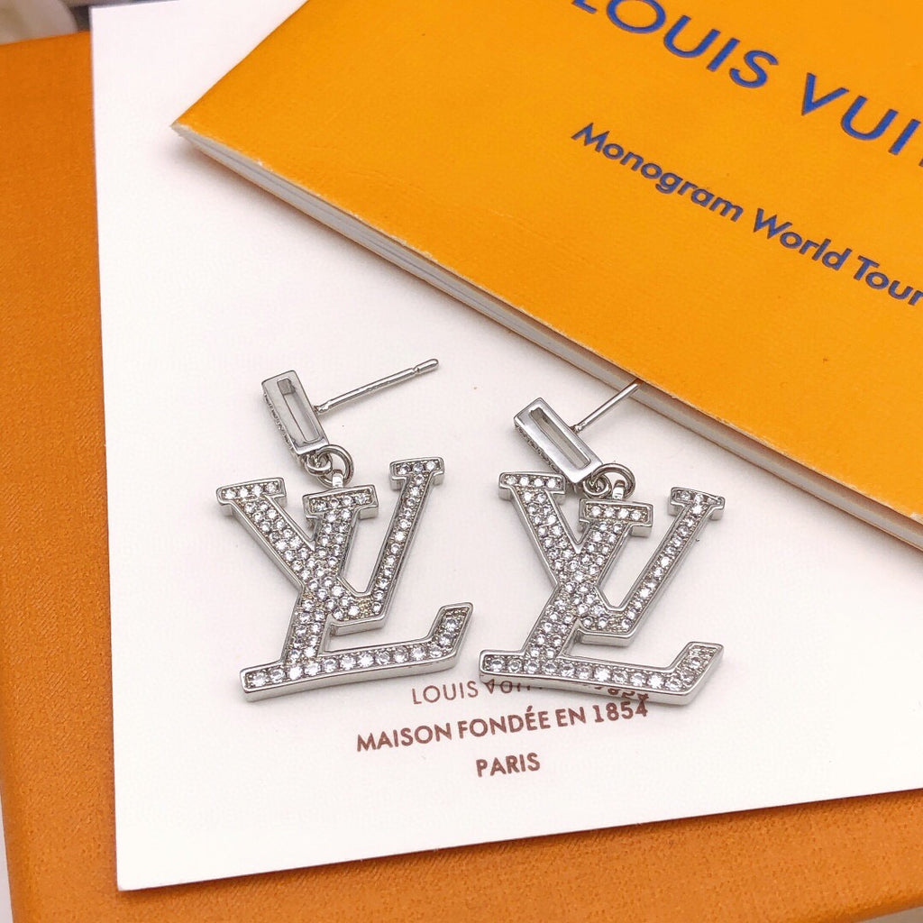Louis Vuitton Silver-Tone Pendant Crystal Accent Earrings - album image 7