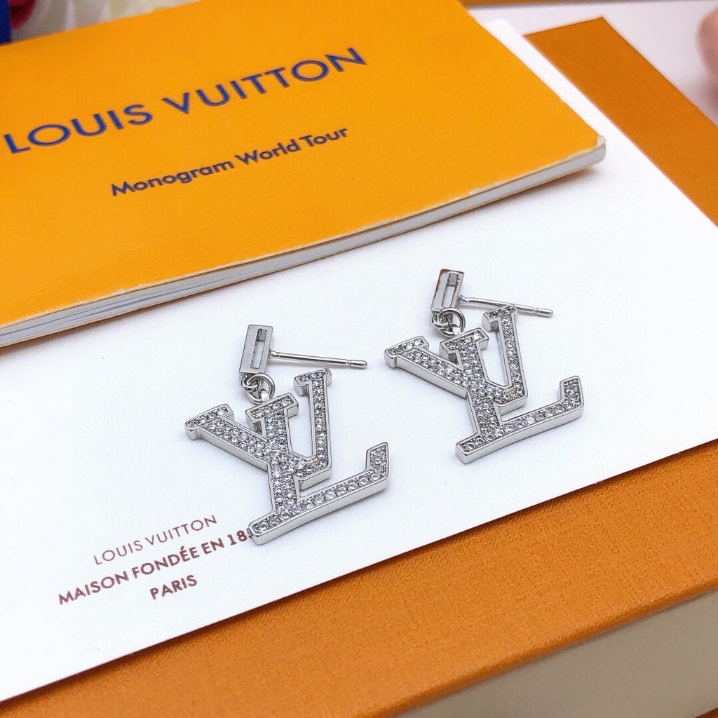 Louis Vuitton Silver-Tone Pendant Crystal Accent Earrings - album image 2