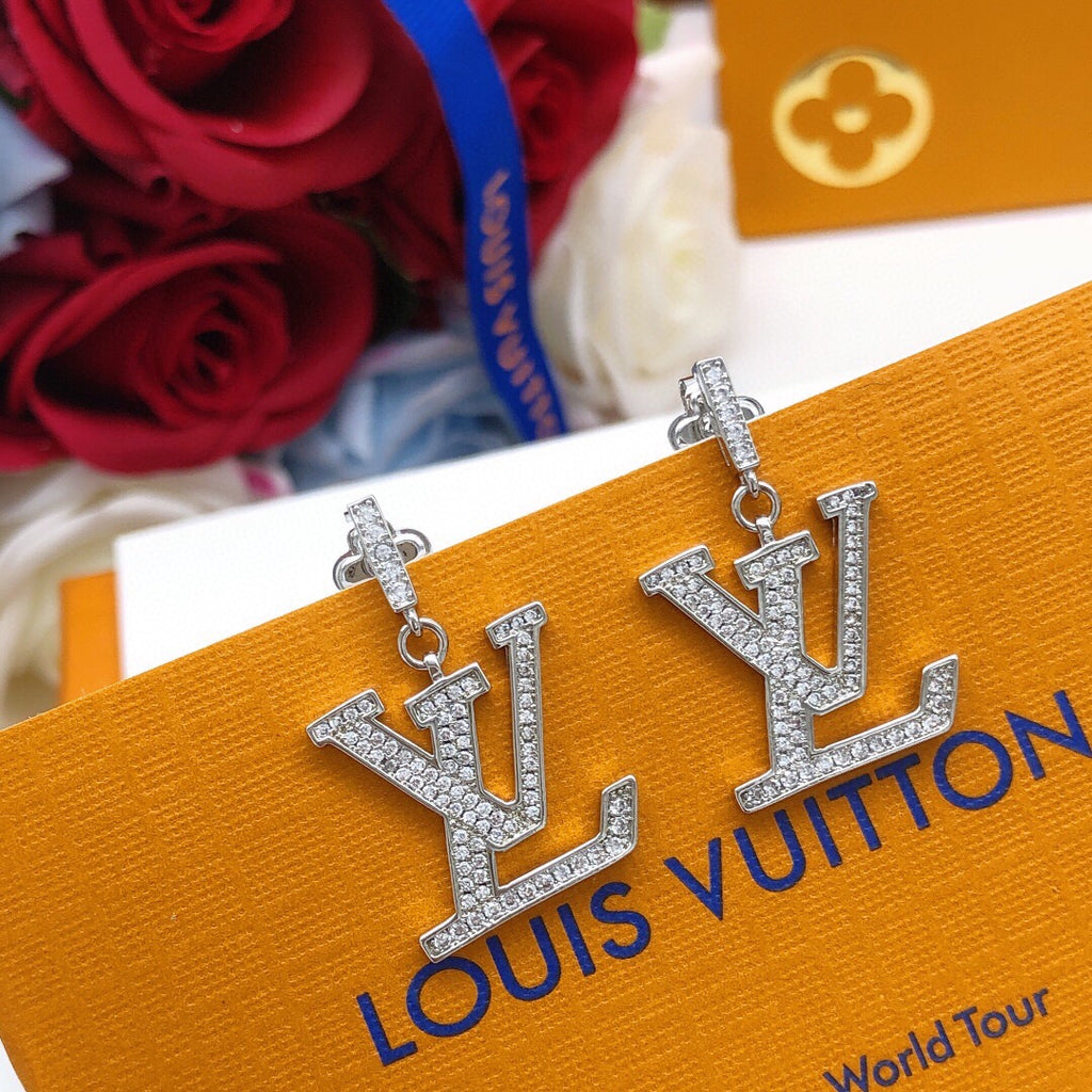 Louis Vuitton Silver-Tone Pendant Crystal Accent Earrings - album image 9